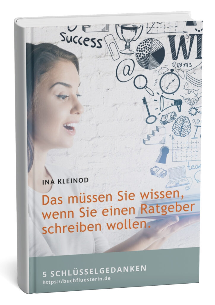 Buchcover E-Book: Eine Frau öffnet ein Buch, es kommen Buchstaben und Symbole heraus